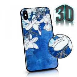 Viedtālruņa aizmugurējais vāciņš Huawei P40 Lite E Flowers 3D Blue, With Design