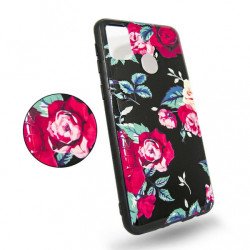 Viedtālruņa aizmugurējais vāciņš Samsung Galaxy A41 Flowers 3D Black, With Design