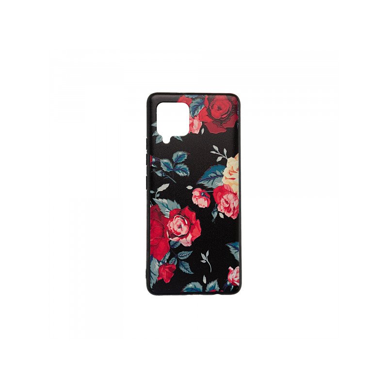 Viedtālruņa aizmugurējais vāciņš Samsung Galaxy A42 5G Flowers 3D Black, With Design