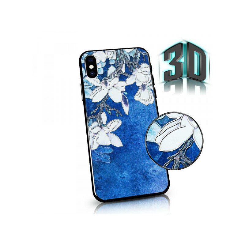 Viedtālruņa aizmugurējais vāciņš Samsung Galaxy S21 Flowers 3D Blue, With Design