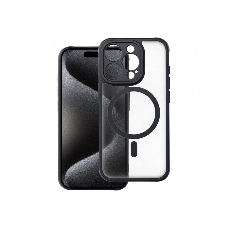 Viedtālruņa aizmugurējais vāciņš Apple iPhone 15 Pro Full matte mag Black, Transparent