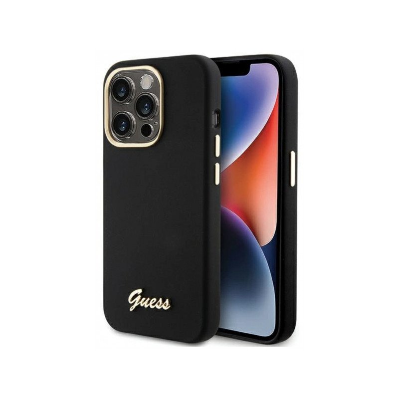 Viedtālruņa aizmugurējais vāciņš Apple iPhone 15 Pro Max Script Metal Logo Black