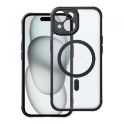 Viedtālruņa aizmugurējais vāciņš Apple Iphone 15 Full matte mag Black, Transparent