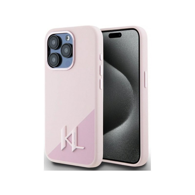 Viedtālruņa aizmugurējais vāciņš Apple iPhone 15 Pro Silicone Shadow Metal Initial MagSafe Pink