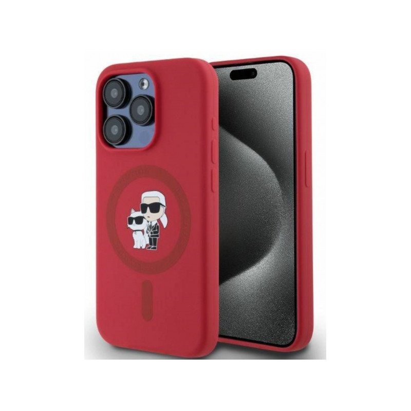 Viedtālruņa aizmugurējais vāciņš Apple iPhone 15 Pro Silicone Double Heads And Circle MagSafe Red