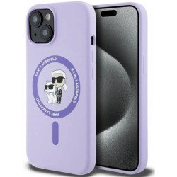 Viedtālruņa aizmugurējais vāciņš Apple Iphone 15 Silicone Karl&Choupette MagSafe Violet