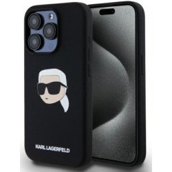 Viedtālruņa aizmugurējais vāciņš Apple iPhone 15 Pro Hardcase Silicone Karl Head Print MagSafe Black