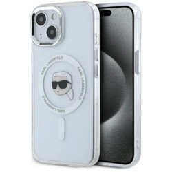 Viedtālruņa aizmugurējais vāciņš Apple Iphone 15 Metal Head Logo MagSafe Transparent