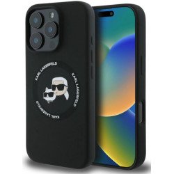 Viedtālruņa aizmugurējais vāciņš Apple iPhone 16 Pro Silicone Double Heads And Circle MagSafe Black