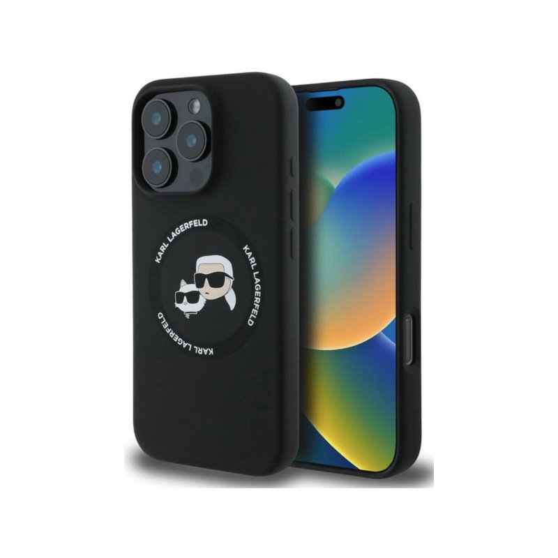 Viedtālruņa aizmugurējais vāciņš Apple iPhone 16 Pro Silicone Double Heads And Circle MagSafe Black