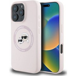 Viedtālruņa aizmugurējais vāciņš Apple iPhone 16 Pro Silicone Double Heads And Circle MagSafe Pink