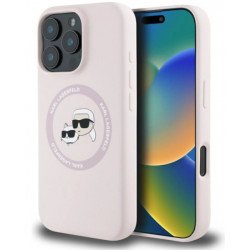 Viedtālruņa aizmugurējais vāciņš Apple iPhone 16 Pro Max Silicone Double Heads And Circle MagSafe Pink