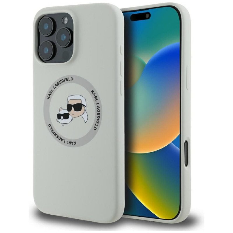Viedtālruņa aizmugurējais vāciņš Apple iPhone 16 Pro Silicone Double Heads And Circle MagSafe Beige