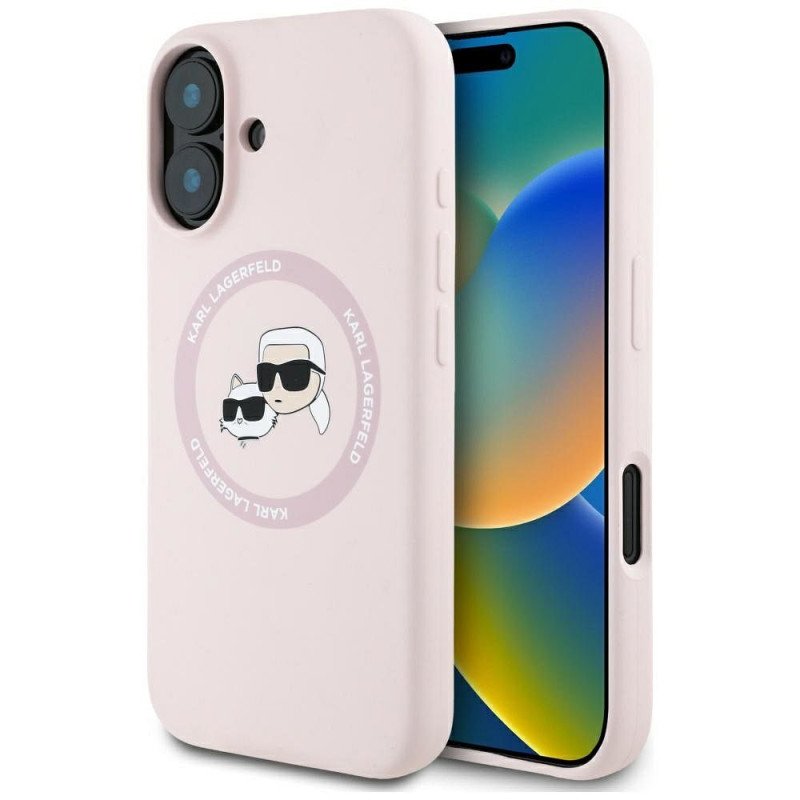 Viedtālruņa aizmugurējais vāciņš Apple Iphone 16 Silicone Double Heads And Circle MagSafe Pink