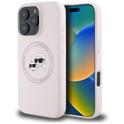 Viedtālruņa aizmugurējais vāciņš Apple iPhone 16 Pro Silicone Double Heads And Circle MagSafe Pink