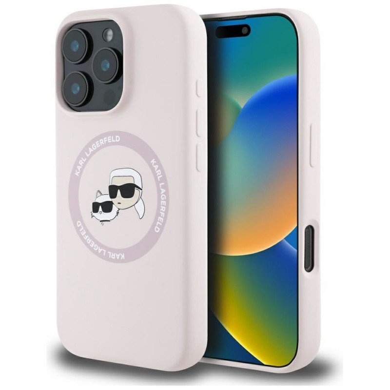 Viedtālruņa aizmugurējais vāciņš Apple iPhone 16 Pro Silicone Double Heads And Circle MagSafe Pink