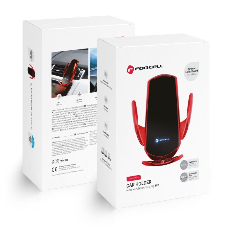 Viedtālruņa turētājs automašīnai Universal HS1 15W wireless Sarkana