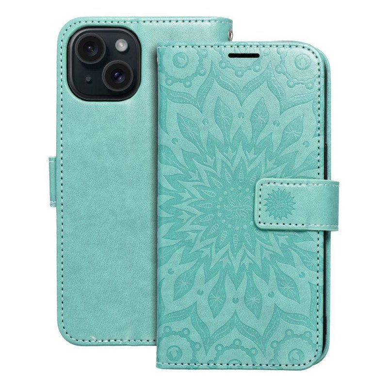 Viedtālruņa atveramais maciņš Apple Iphone 15 Mezzo Book Mandala Green