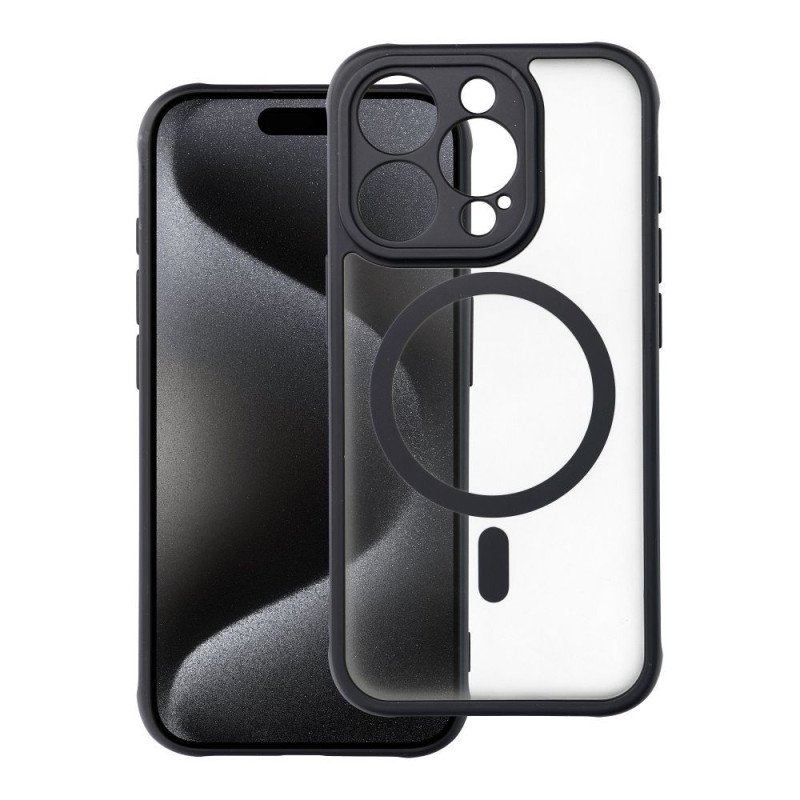 Viedtālruņa aizmugurējais vāciņš Apple iPhone 15 Pro Full matte mag Black, Transparent