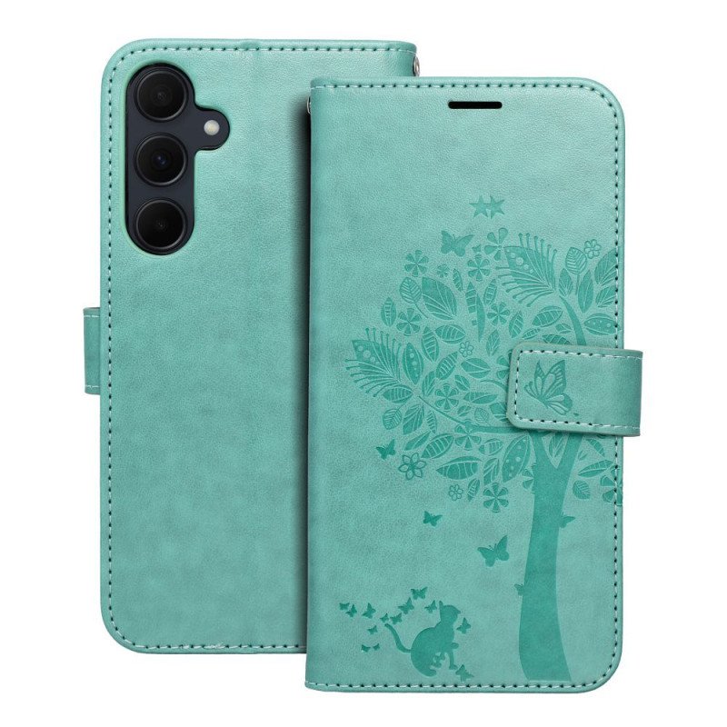 Viedtālruņa atveramais maciņš Samsung Galaxy A35 Mezzo Book Tree Green