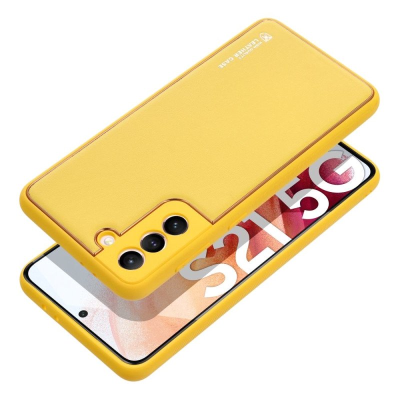 Viedtālruņa aizmugurējais vāciņš Samsung Galaxy A35 Leather Yellow