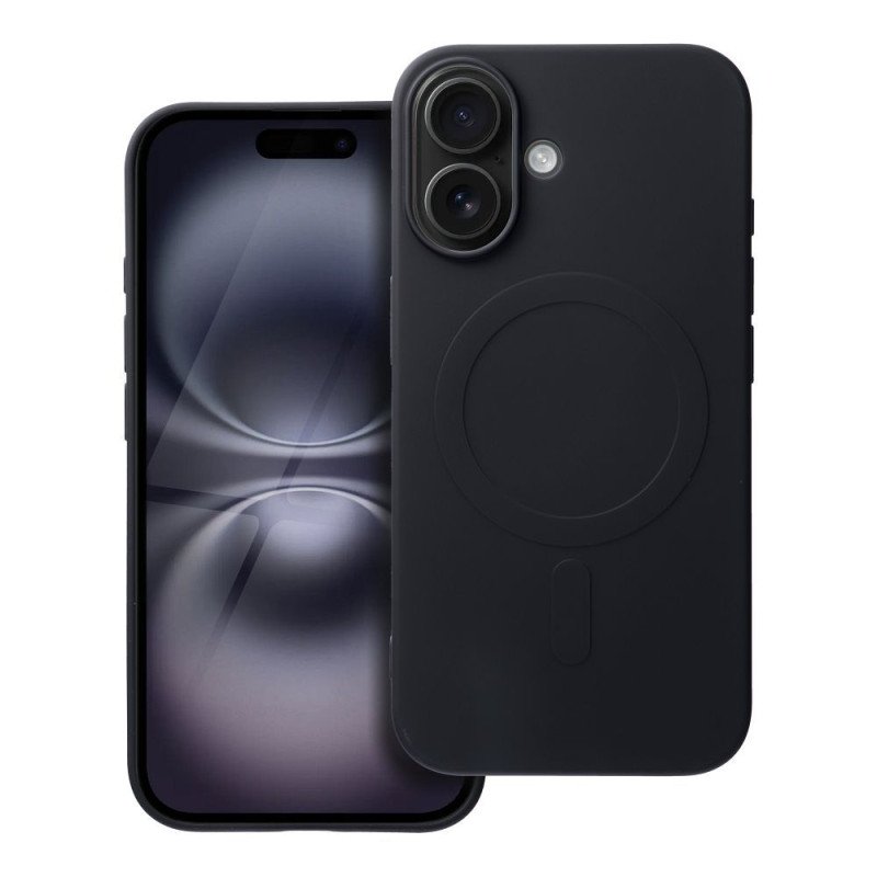 Viedtālruņa aizmugurējais vāciņš Apple Iphone 16 Silicon Mag case Black