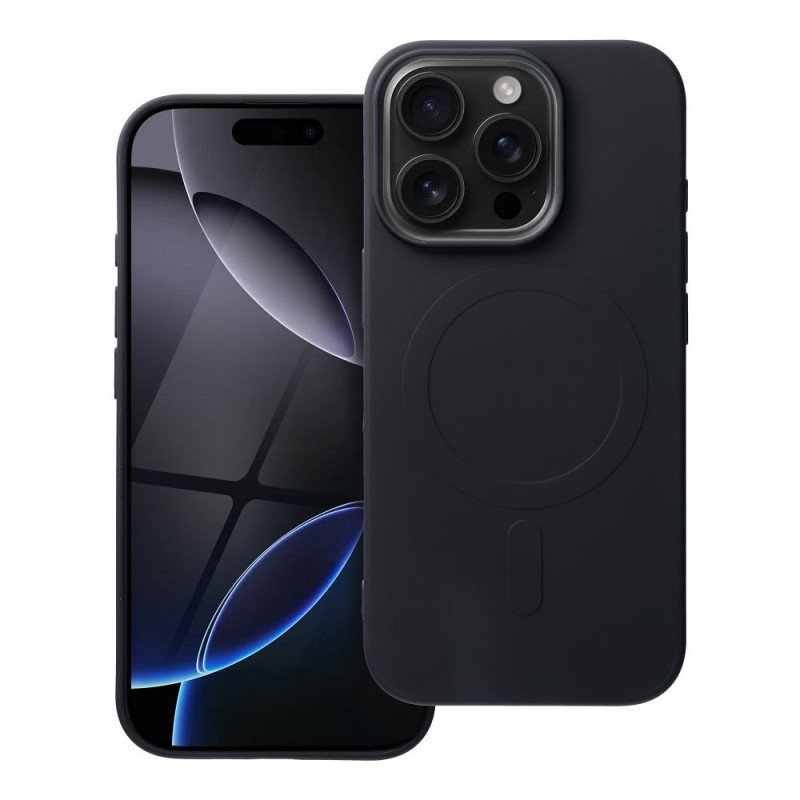 Viedtālruņa aizmugurējais vāciņš Apple iPhone 16 Pro Silicon Mag case Black
