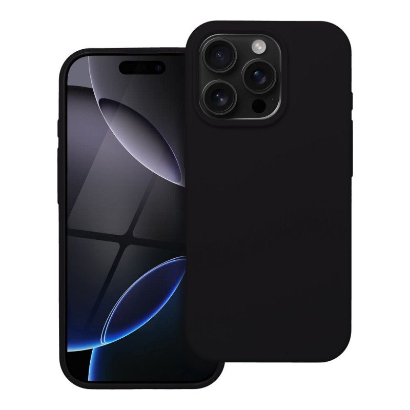 Viedtālruņa aizmugurējais vāciņš Apple iPhone 16 Pro Silicone Ring Case Black
