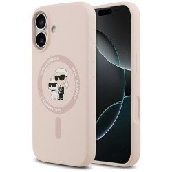 Viedtālruņa aizmugurējais vāciņš Apple iPhone 17 Silicone Karl&Choupette MagSafe Pink