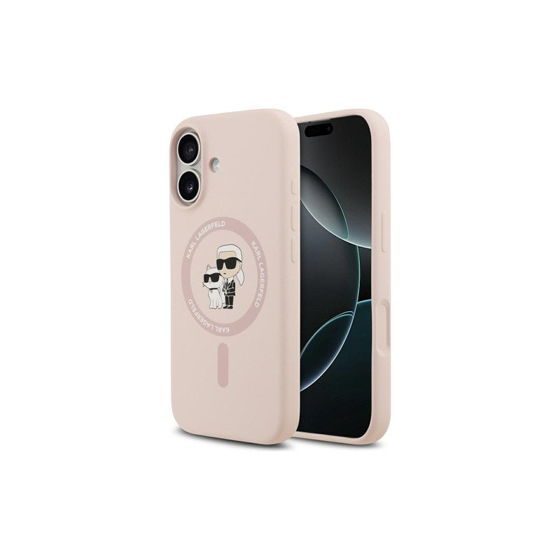 Viedtālruņa aizmugurējais vāciņš Apple iPhone 17 Silicone Karl&Choupette MagSafe Pink
