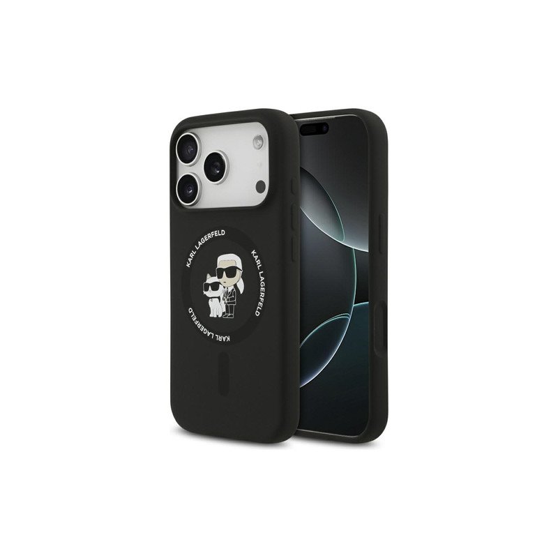 Viedtālruņa aizmugurējais vāciņš Apple iPhone 17 Pro Silicone Karl&Choupette MagSafe Black
