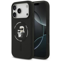 Viedtālruņa aizmugurējais vāciņš Apple iPhone 17 Pro Max Silicone Karl&Choupette MagSafe Black