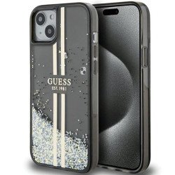 Viedtālruņa aizmugurējais vāciņš Apple Iphone 15 Liquid Glitter Black, Transparent