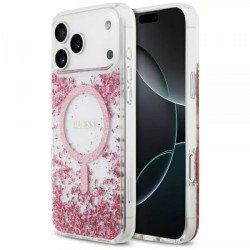 Viedtālruņa aizmugurējais vāciņš Apple iPhone 17 Pro Resin Bottom Glitter Pink, Transparent