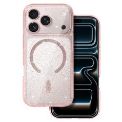 Viedtālruņa aizmugurējais vāciņš Apple iPhone 17 Pro Glitter MagSafe Pink, Transparent