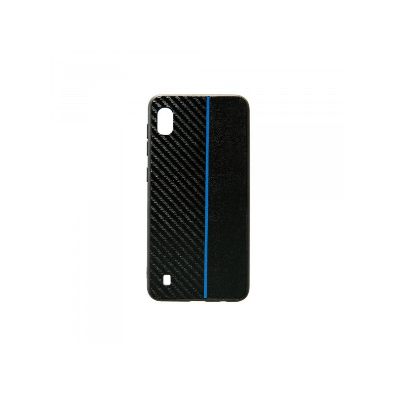 Viedtālruņa aizmugurējais vāciņš Samsung Galaxy A10 Moto Carbon Blue Stripe Black
