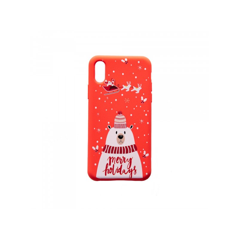 Viedtālruņa aizmugurējais vāciņš Apple iPhone X/XS Christmas Design 5 Red, With Design