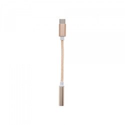 Audio kabeļa pārveidotājs Adapter 12cm 3,5mm to Type-C Gold