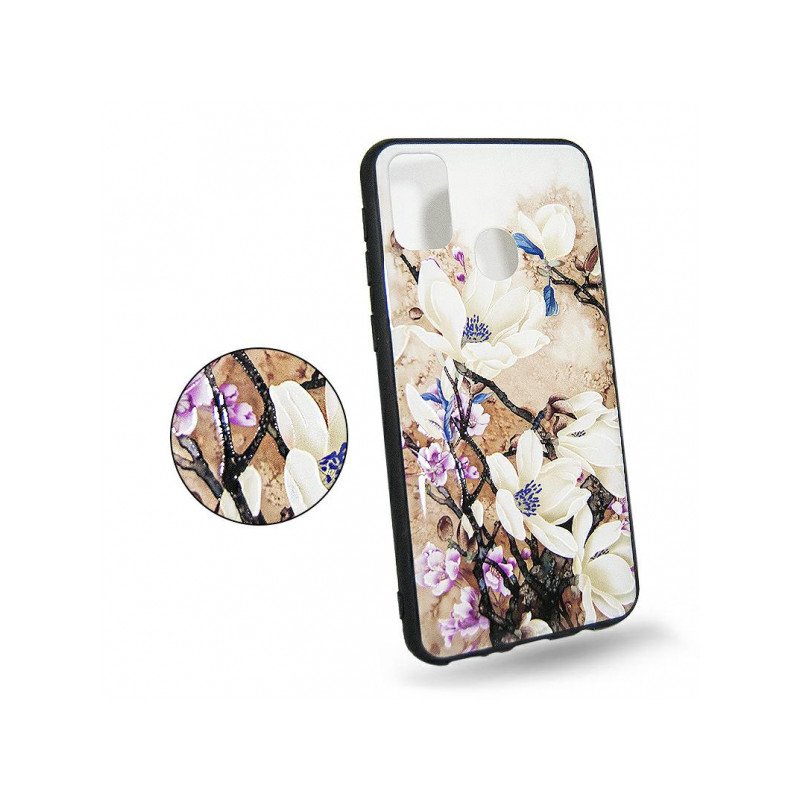 Viedtālruņa aizmugurējais vāciņš Samsung Galaxy A32 Flowers 3D White, With Design