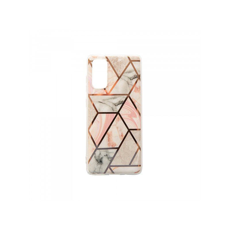 Viedtālruņa aizmugurējais vāciņš Samsung Galaxy S20 Geometric Marmur Pink, With Design