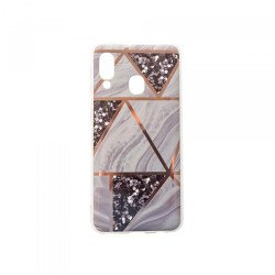 Viedtālruņa aizmugurējais vāciņš Samsung Galaxy A20E Geometric Marmur Graphite, With Design