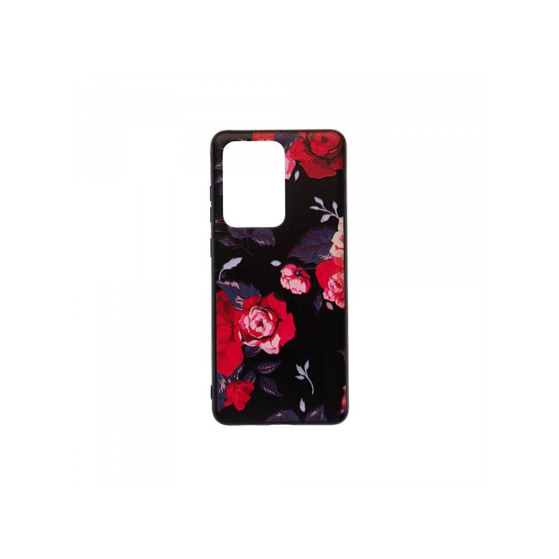 Viedtālruņa aizmugurējais vāciņš Samsung Galaxy S20 Ultra Flowers 3D Black, With Design