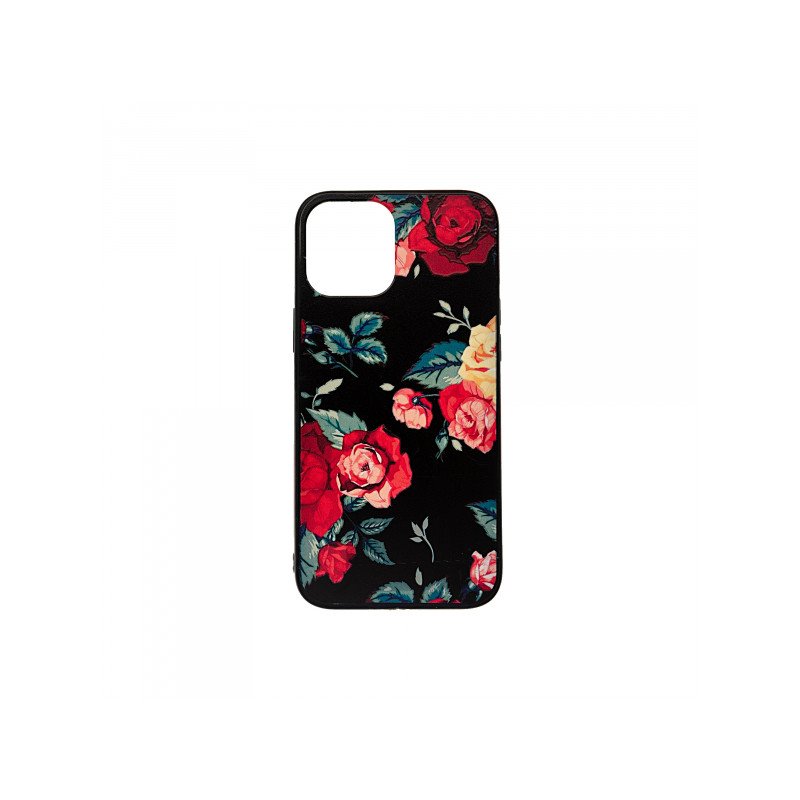 Viedtālruņa aizmugurējais vāciņš Apple iPhone 12 Pro Max Flowers 3D Black, With Design