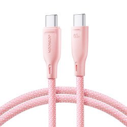 Kabelis Multi Color USB-C / USB-C 60W cable 1m S-A34 Pink
