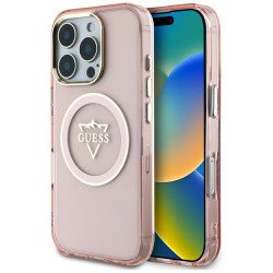 Viedtālruņa aizmugurējais vāciņš Apple iPhone 16 Pro Colored Circle Classic Logo Pink