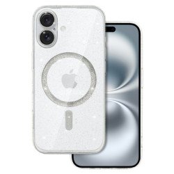 Viedtālruņa aizmugurējais vāciņš Apple Iphone 16 Glitter MagSafe Silver