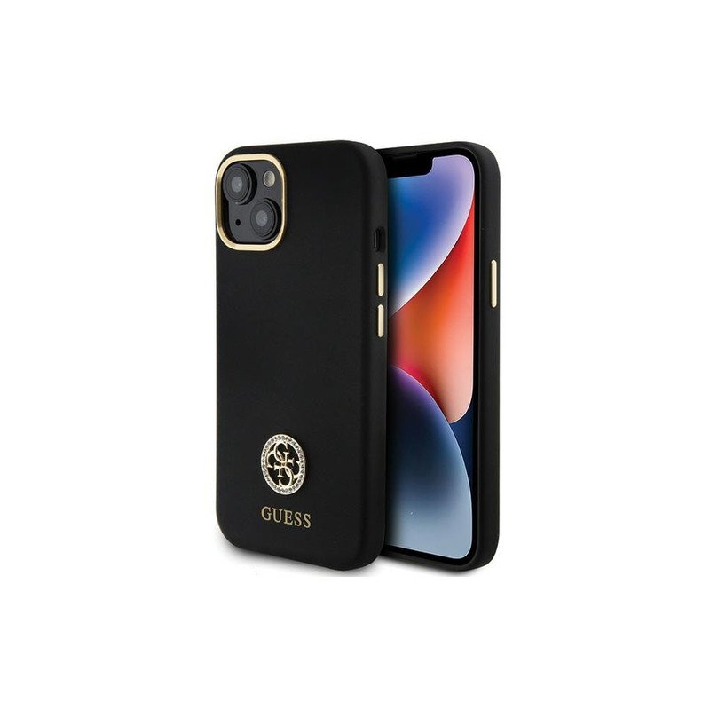 Viedtālruņa aizmugurējais vāciņš Apple Iphone 15 Logo Strass 4G Black