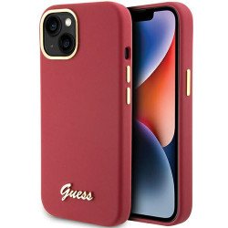 Viedtālruņa aizmugurējais vāciņš Apple Iphone 15 Script Metal Logo Red