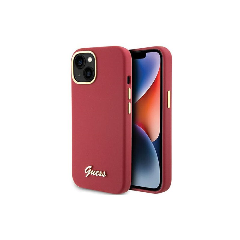 Viedtālruņa aizmugurējais vāciņš Apple Iphone 15 Script Metal Logo Red