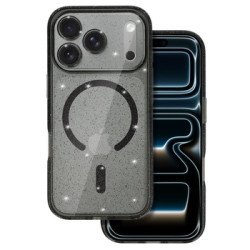 Viedtālruņa aizmugurējais vāciņš Apple iPhone 17 Pro Max Glitter MagSafe Black, Transparent